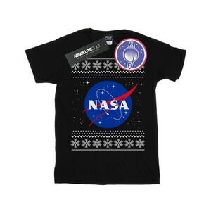 NASA Womens/Ladies Classic Fair Isle Cotton Boyfriend T-Shirt / Black